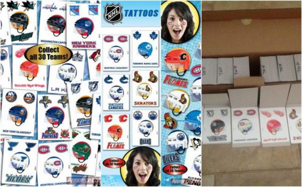 lot 7000 giant tattoos of the 30 NHL teams Kids items Lots de surplus Tattoos