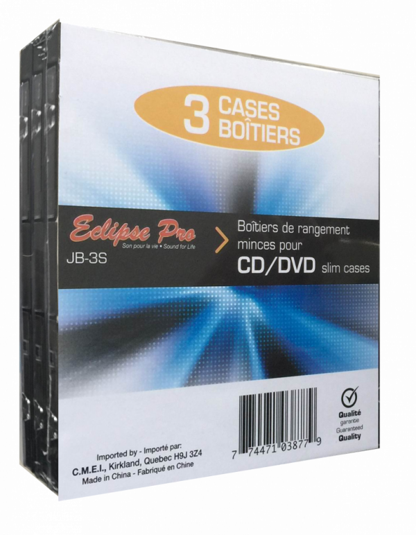 Lot 3829 Boîtiers de Rangement Minces pour CD/DVD 3Pk Accessoires Électronique Lots de surplus Jb-3s