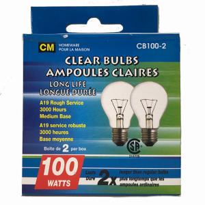 Lot 1905 Paquets 2 Ampoules Claires Longue Durée 100W Accessoires Électrique Lots de surplus Cb100-2