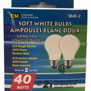 Lot 3482 Paquets 2 Ampoules Blanc Doux Longue Durée 40W Accessoires Électrique Lots de surplus Sb40-2