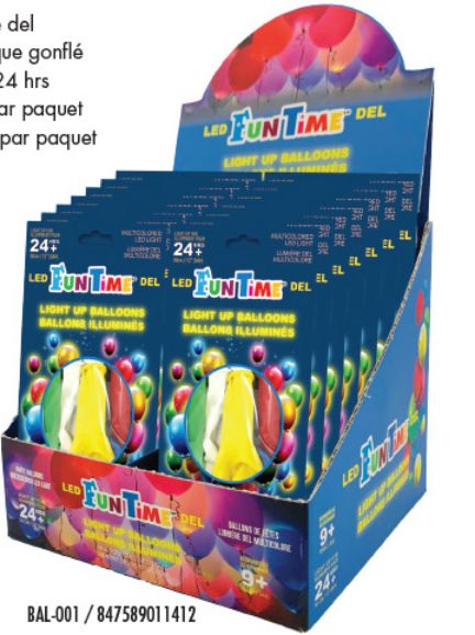 Lot 3400 Paquets de 5 ballons DEL Illuminés en 5 Couleurs Articles Enfants Lots de surplus 2a-2
