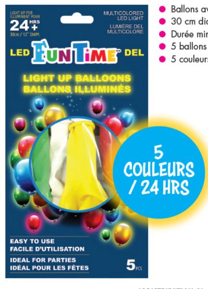 Lot 3400 Paquets de 5 ballons DEL Illuminés en 5 Couleurs Articles Enfants Lots de surplus 2b-1
