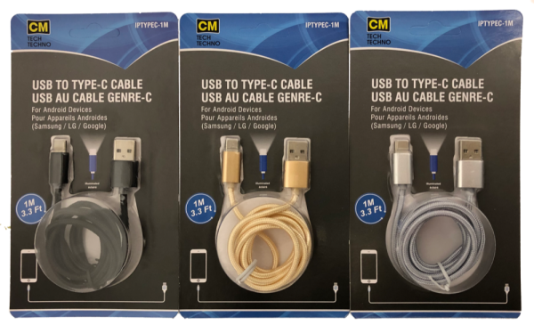 Lot 1263 Câbles USB vers Type-C Illuminés de 1M Accessoires Cellulaires Lots de surplus Iptypec-1m