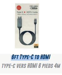 Lot 548 Câbles Type-C à HDMI de 6 Pieds Accessoires Cellulaires Lots de surplus Typec-hdmi-6