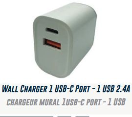 Lot 838 Chargeurs Muraux 1 USB-C Port – 1 USB 2.4A Accessoires Électrique Lots de surplus Usb-8000