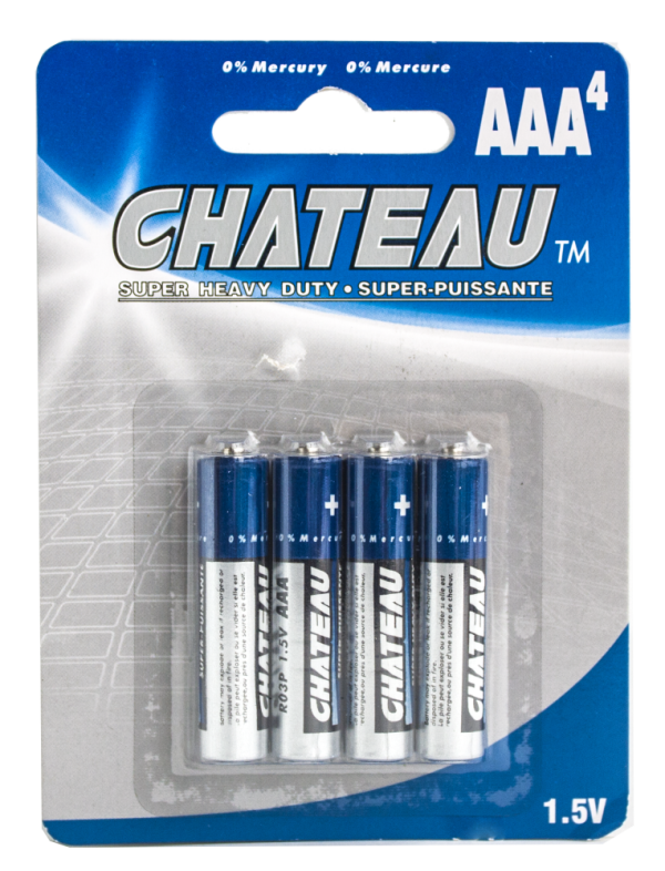 Lot 6382 Paquets de 4 Batteries AAA Chateau Batteries Lots de surplus Aaa-4ch