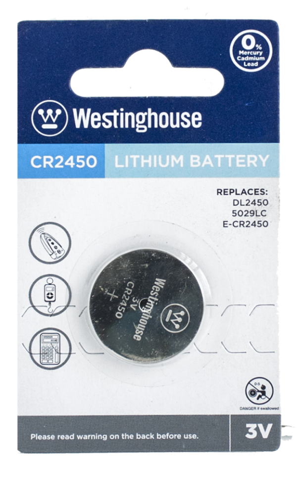Lot 6638 Batteries au Lithium CR-2450, 3V, WESTINGHOUSE Batteries Lots de surplus Cr2450-bp1