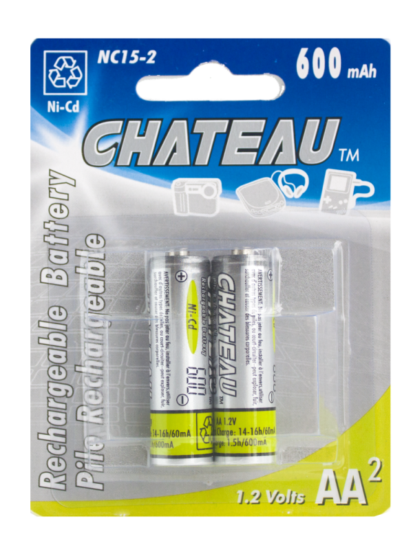 Lot 5830 Paquets de 2 Batteries AA Rechargeables CHATEAU Batteries Lots de surplus Nc15-2