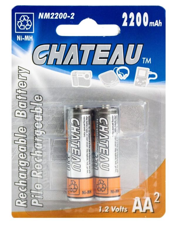 Lot 5479 Paquets de 2 Batteries AA Rechargeables CHATEAU Batteries Lots de surplus Nm2200-2