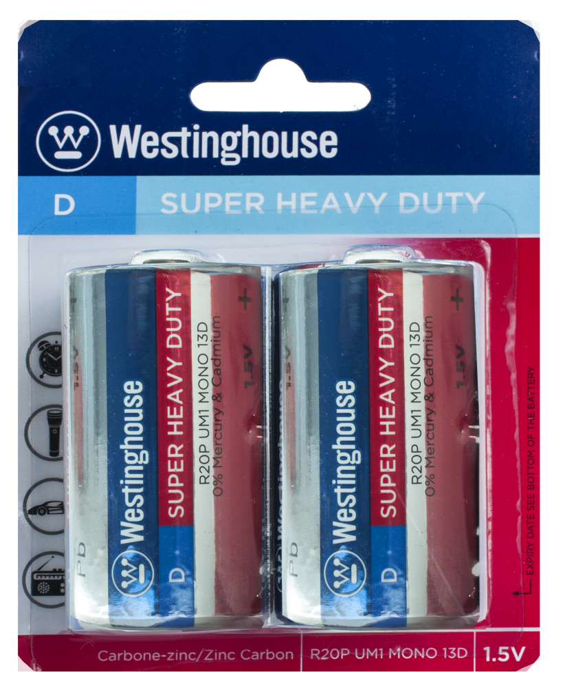 Lot 8294 Paquets de 2 Batteries D Super-Puissantes WESTINGHOUSE Batteries Lots de surplus R20p-bp2