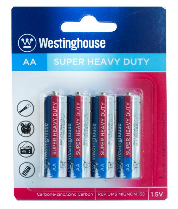 Lot 12627 Paquets de 4 Batteries AA Super-Puissantes WESTINGHOUSE Batteries Lots de surplus R6p-bp4