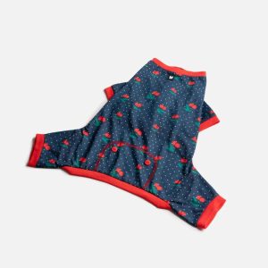 fruit dog pajama cherry 222163 Lot 45 Pyjamas Bleus avec Cerises pour Chiens