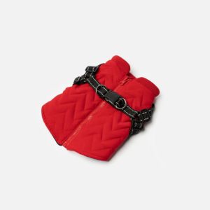 quilted dog jacket with built in harness red 683387 Lot 99 Vestes avec Harnais Intégré Rouges pour Chiens 