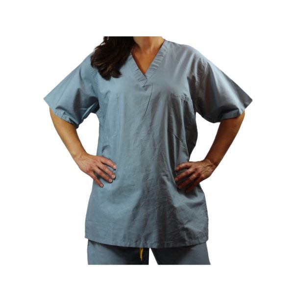 front view of grey scrub tops Lot 3200 Blouses Médicales Unisexes