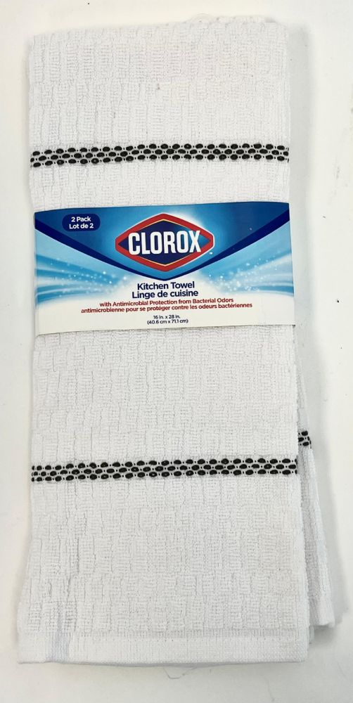 7 Lot 204 Paquets de 2 Linges à Vaisselle à Rayures Grises Clorox