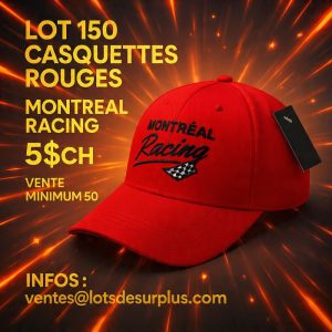 cr e une vid o dynamique et percutante avec Lot 150 Casquettes Rouges Montréal Racing Lots en Promotion