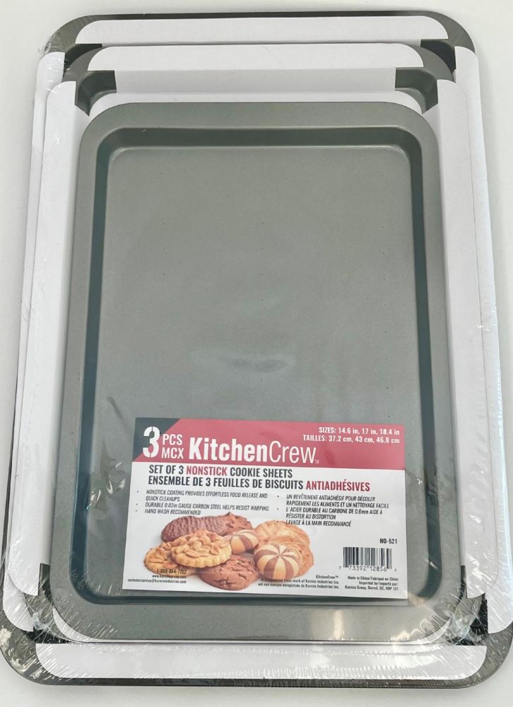 968 Lot 1468 Ensembles de 3 Plaques à Biscuits Antiadhésives