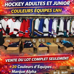 hockeyy Lot 1100 Chandails Jerseys Hockey Adultes et Junior Couleurs Équipes LNH