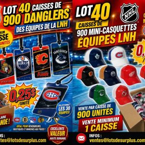 0000t Lot 80 Caisses de 900 Items Hockey LNH, 0,25$ à 0,35$ch