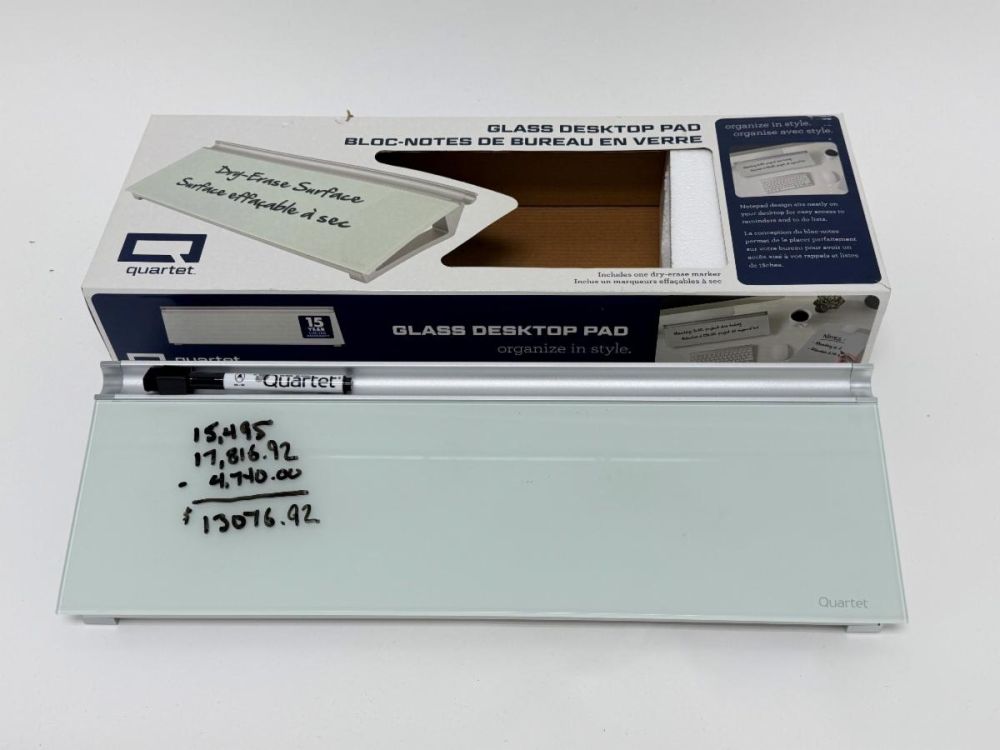 1053 Lot 383 Bloc-Notes de Bureau en Verre 18"× 6"