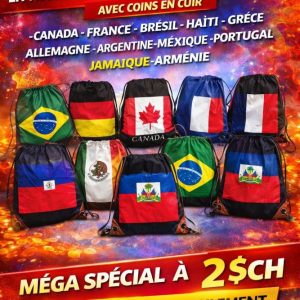 saccccc LOT 600 SACS FOURRE-TOUT EN TISSUS IMPRIMÉ À CORDES DE 11 PAYS