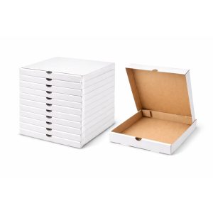 p1 Lot 2150 Boîtes à Pizza Carton Ondulé E-Flute 10″ Blanches