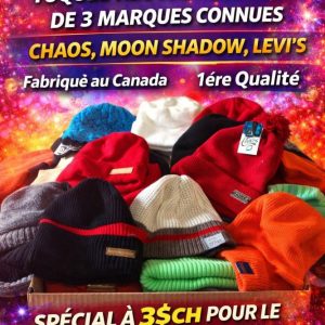 tu Lot 1200 Tuques Neuves Assorties de 3 Marques Connues