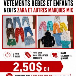 zara Lot 11000 Vêtements Bébés et Enfants Neufs Zara et Autres Marques Mix