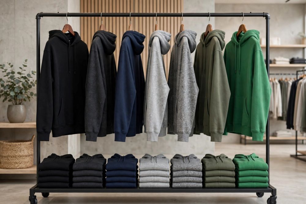 1000055627 Plusieurs Milliers Hoodies et Sweatshirts Unis Neufs en 15 Couleurs