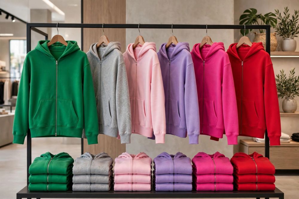 1000055902 Plusieurs Milliers Hoodies et Sweatshirts Unis Neufs en 15 Couleurs