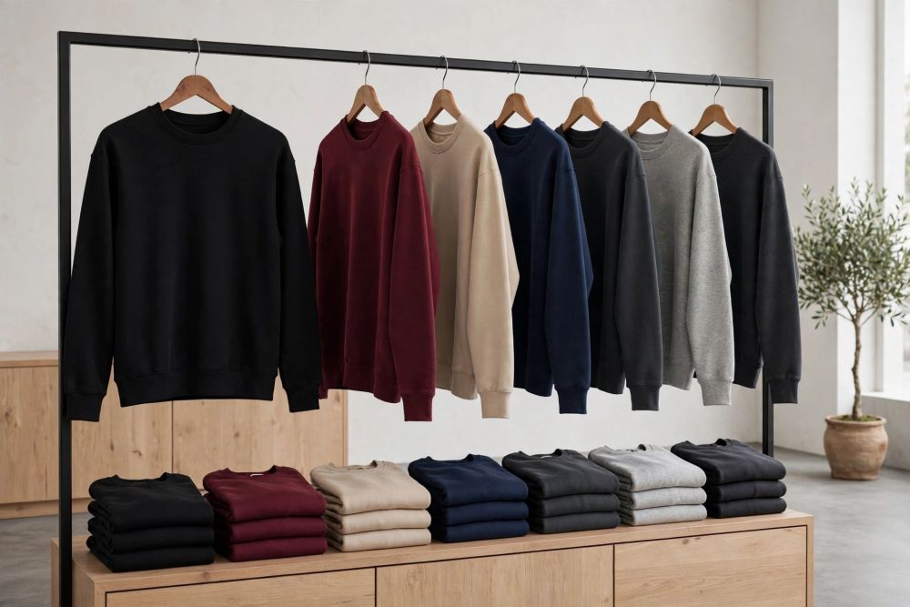 1000055965 Plusieurs Milliers Hoodies et Sweatshirts Unis Neufs en 15 Couleurs