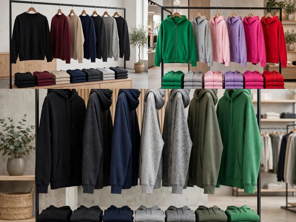 101 Plusieurs Milliers Hoodies et Sweatshirts Unis Neufs en 15 Couleurs