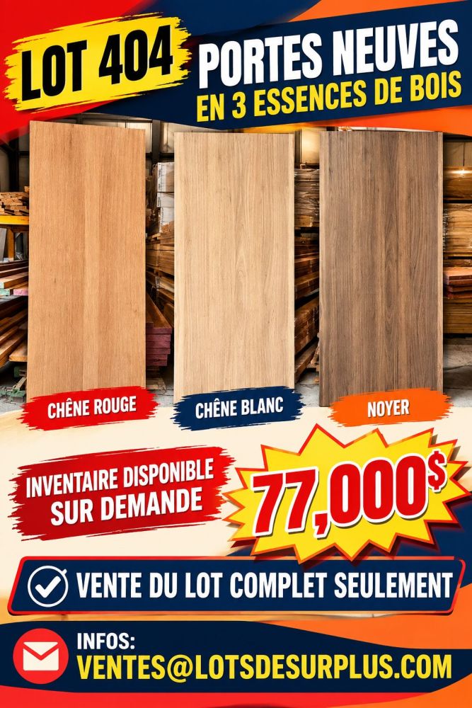 portes Lot 404 Portes Neuves en 3 Essences de Bois