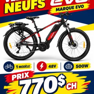 vÉll Lot 100 Vélos Électriques Neufs Marque EVO