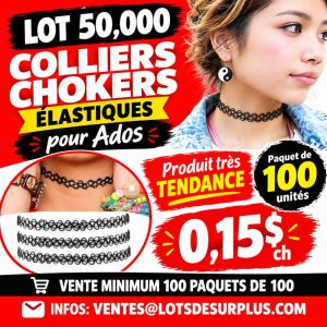 chokers Lot 50,000 Colliers Choker Élastique pour Ados