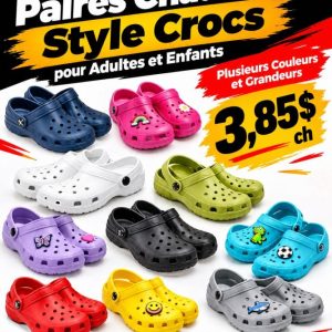 croc Lot 5000 Paires Chaussures Style Crocs pour Adultes et Enfants