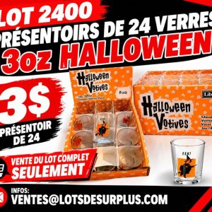 hallo Lot 2400 Présentoirs de 24 Verres 3oz Halloween