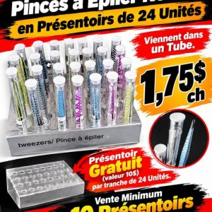 pince Lot 2200 Pinces à Épiler Neuves en Présentoirs de 24 Unités