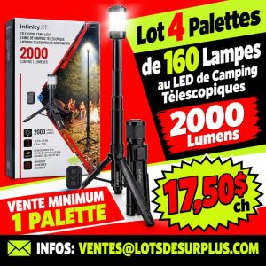 lampes Lot 4 Palettes de 160 Lampes au LED de Camping Télescopiques 2000 Lumens