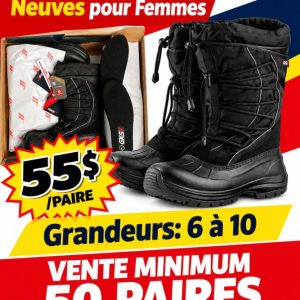 bott Lot 500 Paires de Bottes Hiver pour Femmes Marque GKS Lots en Promotion