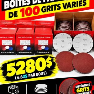 sablé Lot 800 Boites de Papier Sablé de 100 Grits Variés