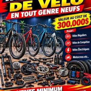 vélll Énorme Inventaire d`Équipements et d`Accessoires de Vélo Tout Genre Lots en Promotion